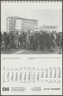 Calendrier de soutien au CAS 1977 - janvier