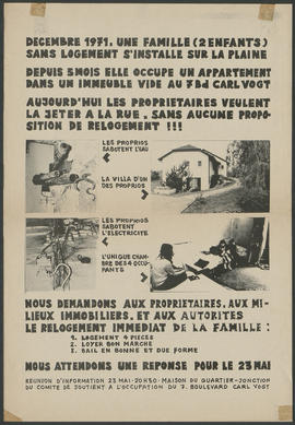 Décembre 1971, une famille (2 enfants) sans logement s'installe sur la Plaine
