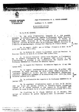 Ordonnance de classement du juge d’instruction du 24 janvier 1989 avec annotations de Barthold Bi...