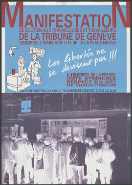 Manifestation de soutien aux  travailleuses et travailleurs de la Tribune de Genève