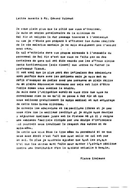 Lettre de Pierre Edelmann à Edmond Vuichet