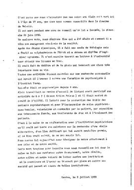 Texte d’hommage à Alain prononcé devant la clinique de Bel-Air le 2 juillet 1980